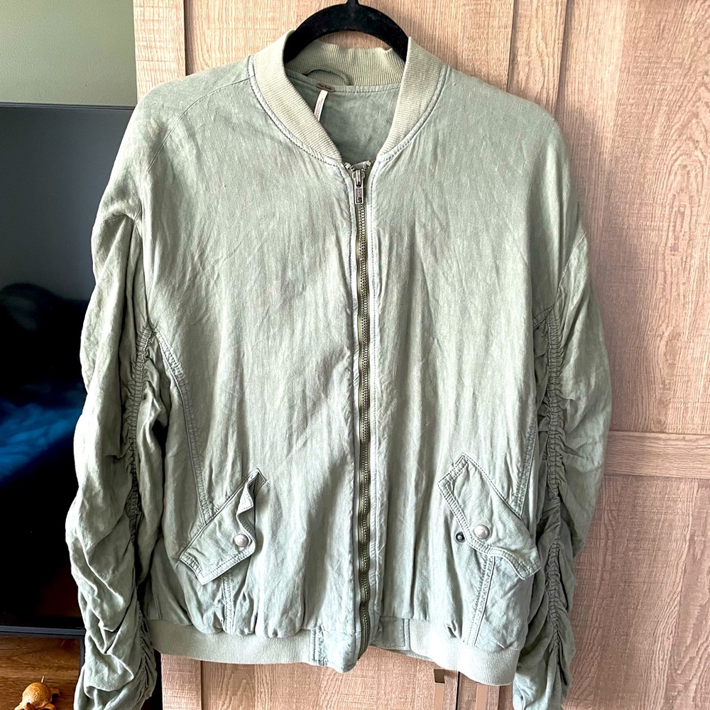Sage green oversized jacket free people